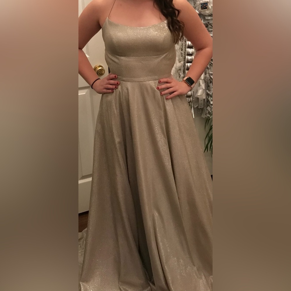 Sherri Hill Glittering Silver Gown